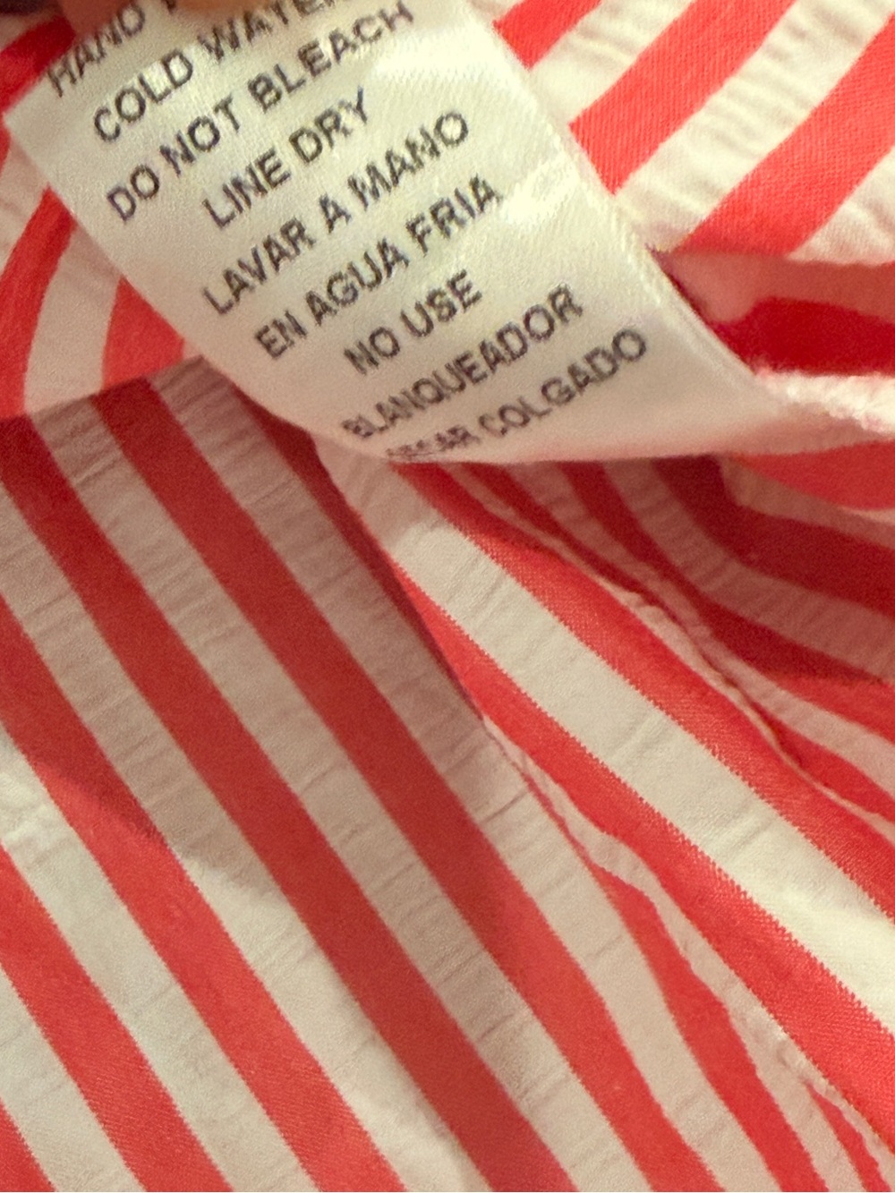 entro Pink and White Striped Popover with Green Trim Collar - Picture 5 of 9